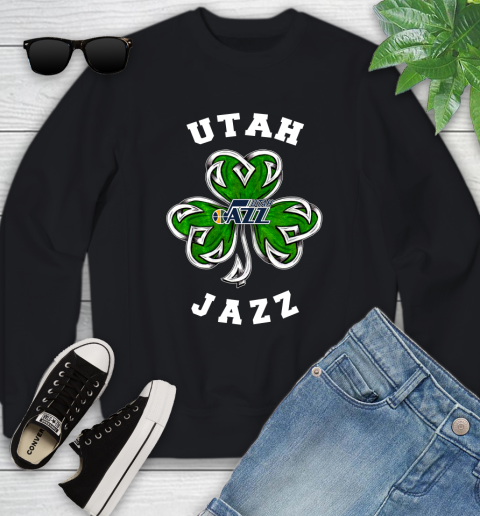 NBA Utah Jazz Three Leaf Clover St Patrick's Day Basketball Sports Youth Sweatshirt