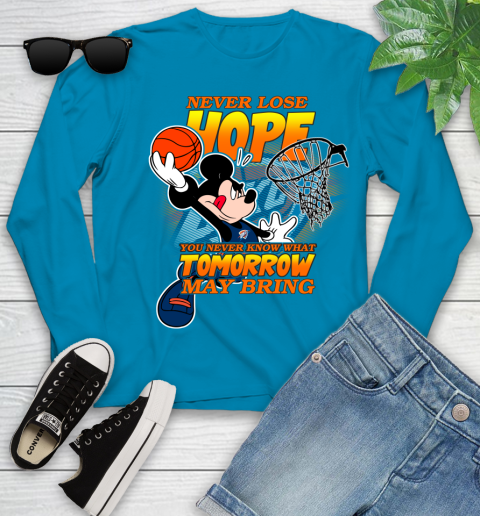Oklahoma City Thunder NBA Basketball Mickey Disney Never Lose Hope Youth Long Sleeve 8