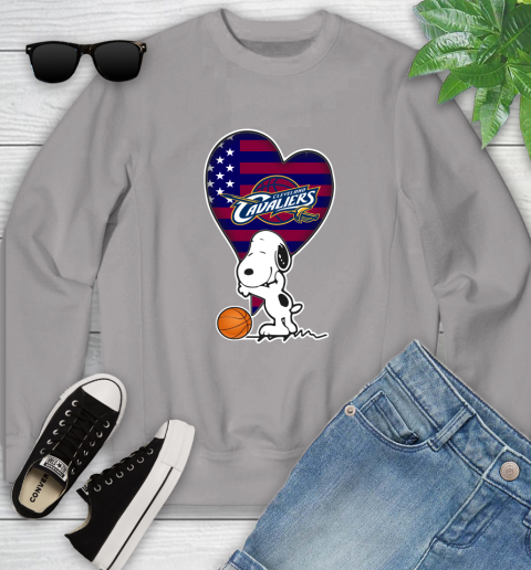 Cleveland Cavaliers NBA Basketball The Peanuts Movie Adorable Snoopy Youth Sweatshirt 4