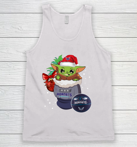 Charlotte Hornets Christmas Baby Yoda Star Wars Funny Happy NBA Tank Top 2