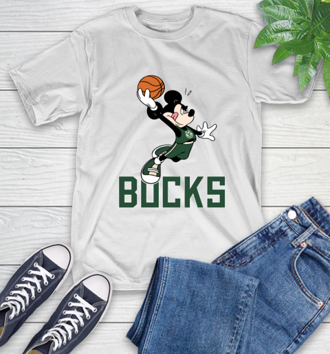 NBA Basketball Milwaukee Bucks Cheerful Mickey Mouse Shirt T-Shirt 2