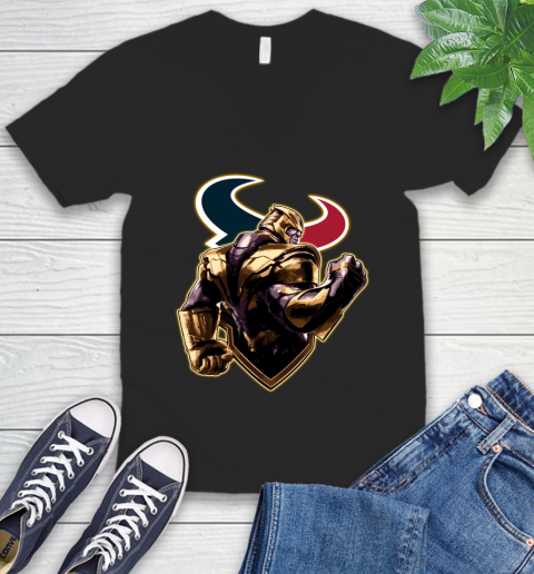 NFL Thanos Avengers Endgame Football Sports Houston Texans V-Neck T-Shirt 2
