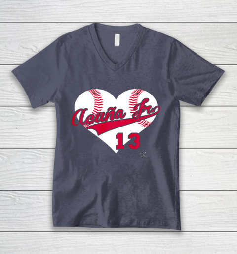 Ronald Acuna Jr Baseball Heart Gameday V-Neck T-Shirt 7