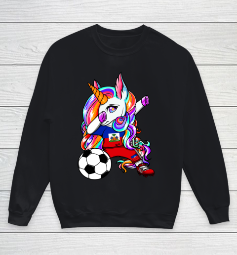 Dabbing Unicorn Haiti Soccer Fans Jersey Haitian Football Youth Sweatshirt