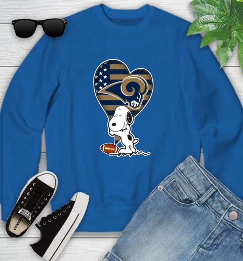 Los Angeles Rams NFL Football The Peanuts Movie Adorable Snoopy Youth Sweatshirt 8