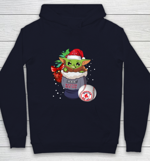 Boston Red Sox Christmas Baby Yoda Star Wars Funny Happy MLB Youth Hoodie 3