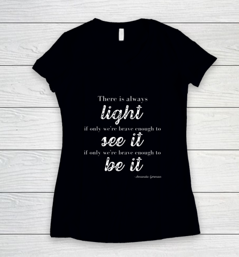 Amanda Gorman Poet There is Always Light Women's V-Neck T-Shirt