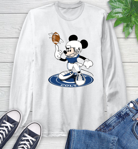 NFL Football Indianapolis Colts Cheerful Mickey Disney Shirt Long Sleeve T-Shirt 2