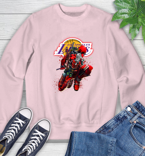 NBA Deadpool Marvel Comics Sports Basketball Los Angeles Lakers Sweatshirt 9