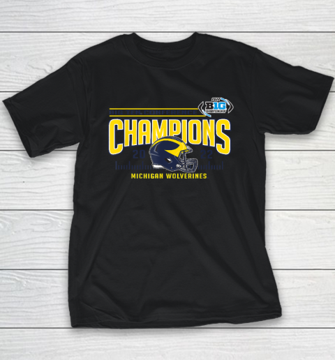 Michigan Wolverines Big Ten Champs 2022 Football Helmet Youth T-Shirt