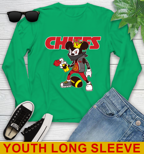 Kansas City Chiefs NFL Football Mickey Peace Sign Sports Youth Long Sleeve 7