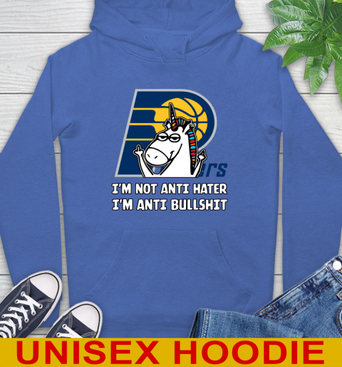 Indiana Pacers NBA Basketball Unicorn I'm Not Anti Hater I'm Anti Bullshit Hoodie 9