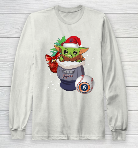 Detroit Tigers Christmas Baby Yoda Star Wars Funny Happy MLB Long Sleeve T-Shirt 12