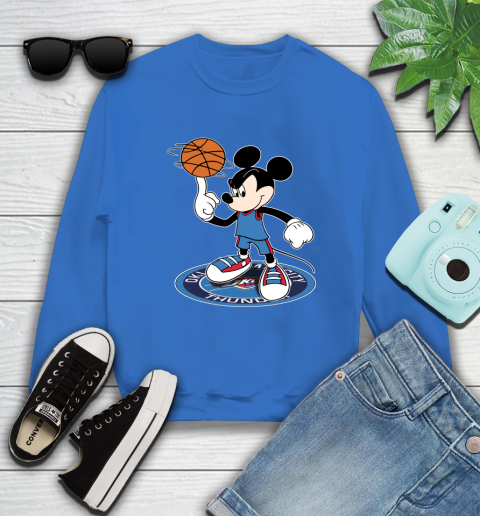 NBA Basketball Oklahoma City Thunder Cheerful Mickey Disney Shirt Sweatshirt 9