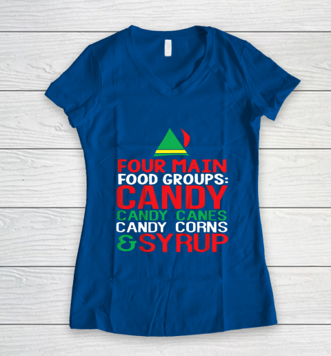 4 Main Food Groups Elf Buddy Christmas Women's V-Neck T-Shirt 7