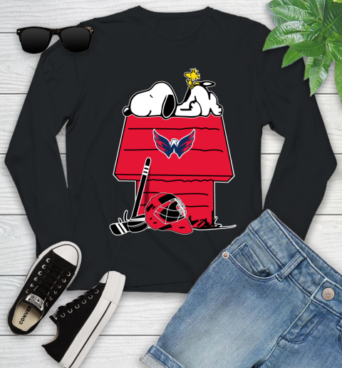Washington Capitals NHL Hockey Snoopy Woodstock The Peanuts Movie Youth Long Sleeve 2