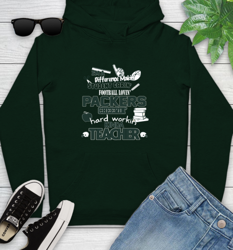 Green Bay Packers NFL I'm A Difference Making Student Caring Football Loving Kinda Teacher Youth Hoodie 14