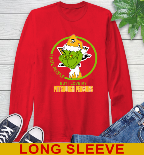 Pittsburgh Penguins NHL Christmas Grinch I Hate People But I Love My Favorite Hockey Team Long Sleeve T-Shirt 10