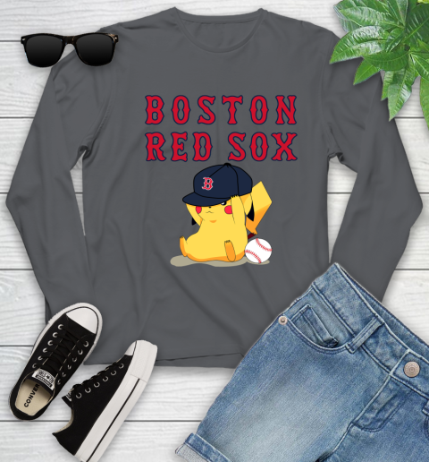 MLB Pikachu Baseball Sports Boston Red Sox Youth Long Sleeve 8