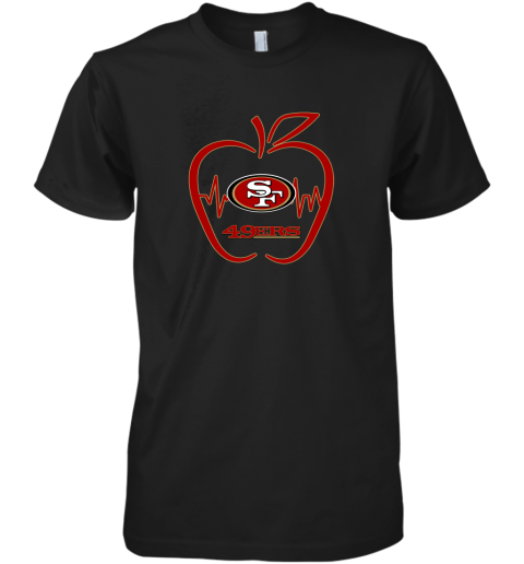 Apple Heartbeat Teacher Symbol San Francisco 49ers Premium Men's T-Shirt