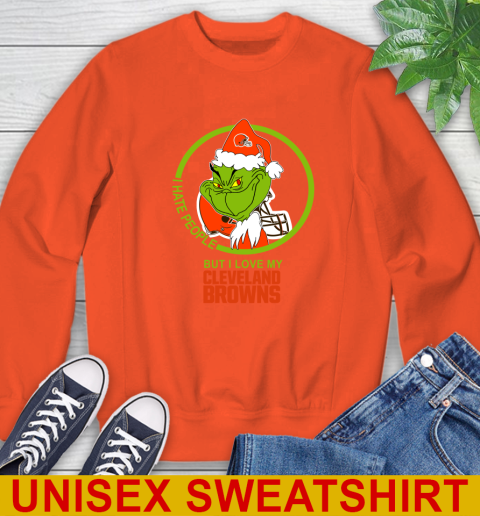 Cleveland Browns NFL Christmas Grinch I Hate People But I Love My Favorite Football Team Sweatshirt 4
