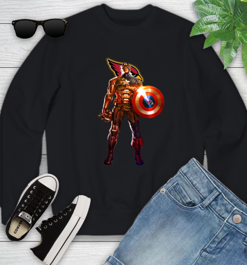 NFL Captain America Marvel Avengers Endgame Football Sports Arizona Cardinals Youth Sweatshirt 2