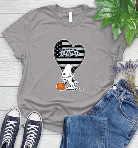 San Antonio Spurs NBA Basketball The Peanuts Movie Adorable Snoopy Women's T-Shirt 5