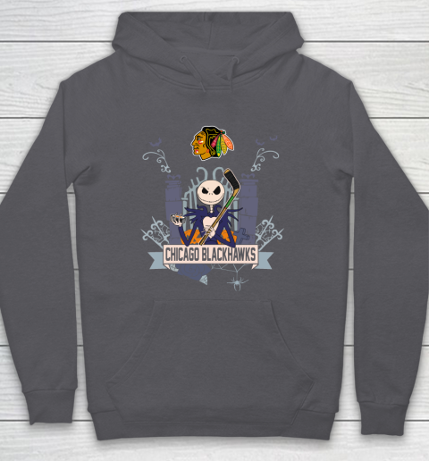 NHL Chicago Blackhawks Hockey Jack Skellington Halloween Hoodie 4