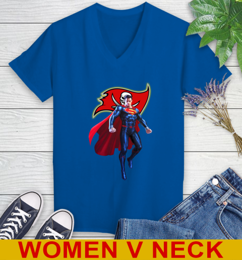 NFL Superman DC Sports Football Tampa Bay Buccaneers Women's V-Neck T-Shirt 11