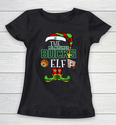 Milwaukee Bucks Christmas ELF Funny NBA Women's T-Shirt