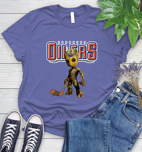 Edmonton Oilers NHL Hockey Groot Marvel Guardians Of The Galaxy Women's T-Shirt 11