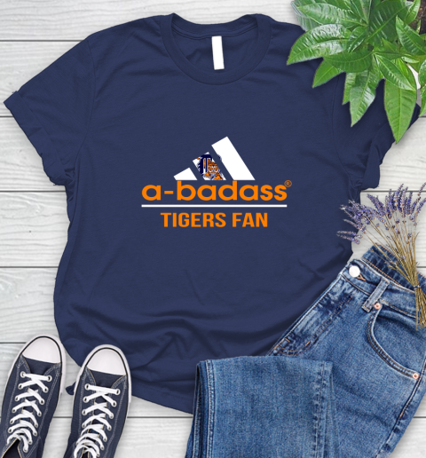 MLB A Badass Detroit Tigers Fan Adidas Baseball Sports Women's T-Shirt 14