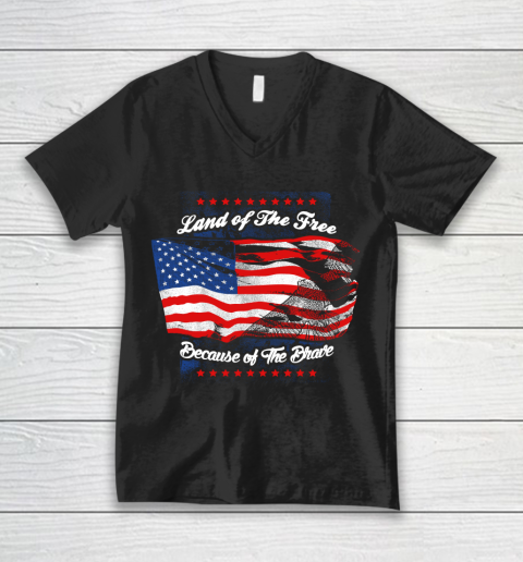 Veteran Land Of The Free V-Neck T-Shirt