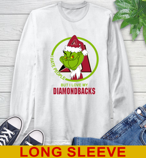 Arizona Diamondbacks MLB Christmas Grinch I Hate People But I Love My Favorite Baseball Team Long Sleeve T-Shirt