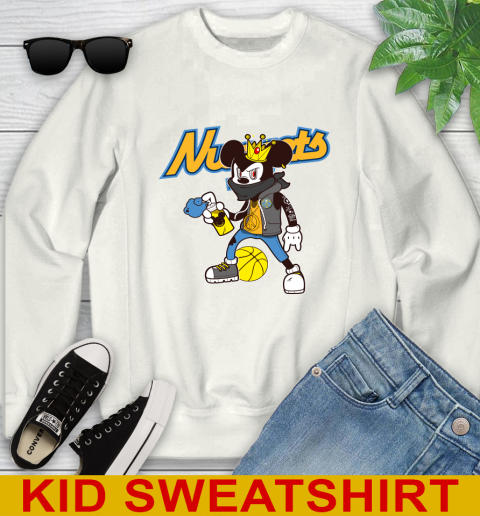 Denver Nuggets NBA Basketball Mickey Peace Sign Sports Youth Sweatshirt