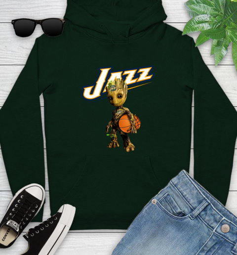 Utah Jazz NBA Basketball Groot Marvel Guardians Of The Galaxy Youth Hoodie 13