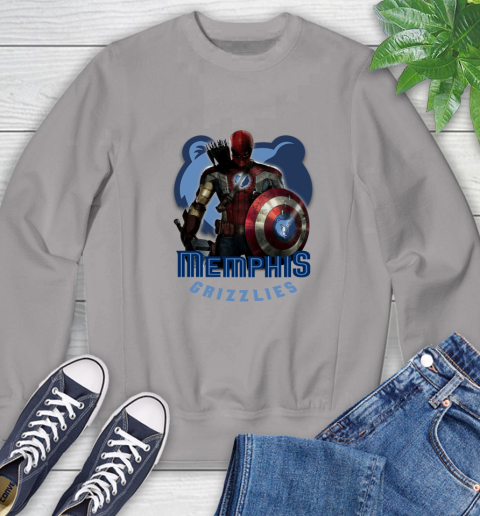 Memphis Grizzlies NBA Basketball Captain America Thor Spider Man Hawkeye Avengers Sweatshirt 5