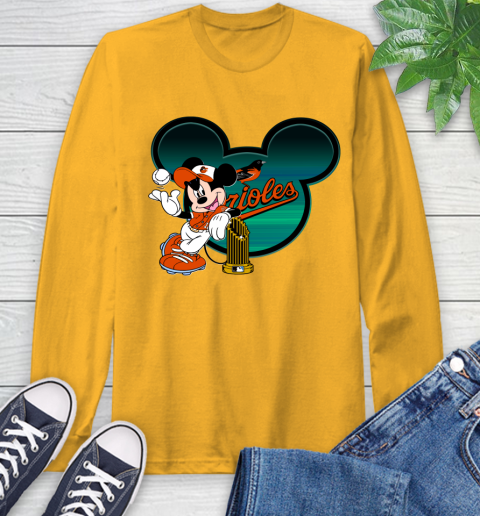 MLB Baltimore Orioles The Commissioner's Trophy Mickey Mouse Disney Long Sleeve T-Shirt 3