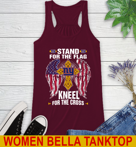NFL Football New York Giants Stand For Flag Kneel For The Cross Shirt Racerback Tank 2