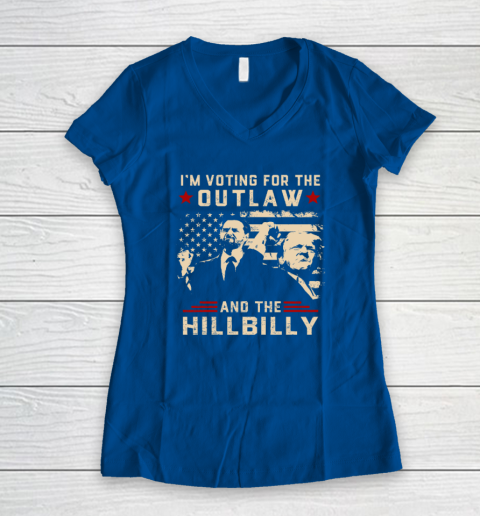 Trump 2024 Flag Outlaw Hillbilly J D.Vance 2024 Donald Trump Women's V-Neck T-Shirt 5