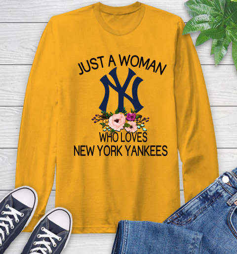 MLB Just A Woman Who Loves New York Yankees Baseball Sports Long Sleeve T-Shirt 2