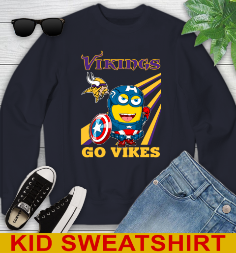 NFL Football Minnesota Vikings Captain America Marvel Avengers Minion Shirt Youth Sweatshirt 2