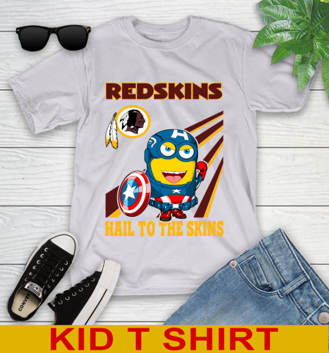 NFL Football Washington Redskins Captain America Marvel Avengers Minion Hail To The Skín Shirt Youth T-Shirt 4