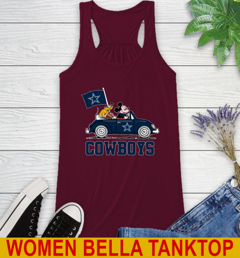NFL Football Dallas Cowboys Pluto Mickey Driving Disney Shirt Racerback Tank 3