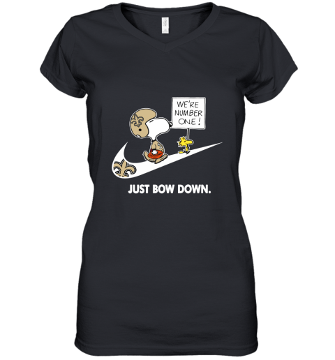 New Orleans Saints Are Number One – Just Bow Down Snoopy Women's V-Neck T-Shirt