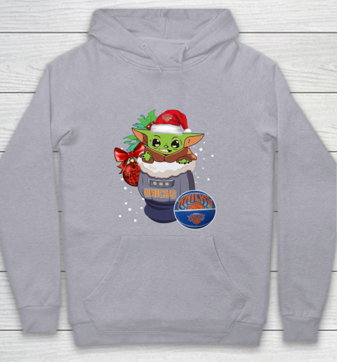 New York Knicks Christmas Baby Yoda Star Wars Funny Happy NBA Youth Hoodie 5