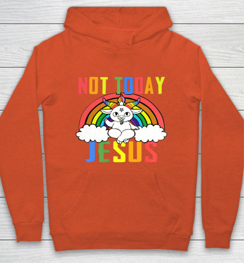 Unicorn Rainbow Not Today Jesus Premium Hoodie 5