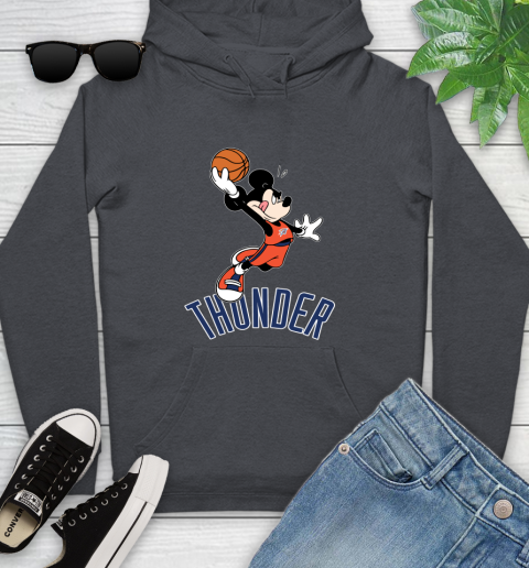 NBA Basketball Oklahoma City Thunder Cheerful Mickey Mouse Shirt Youth Hoodie 8