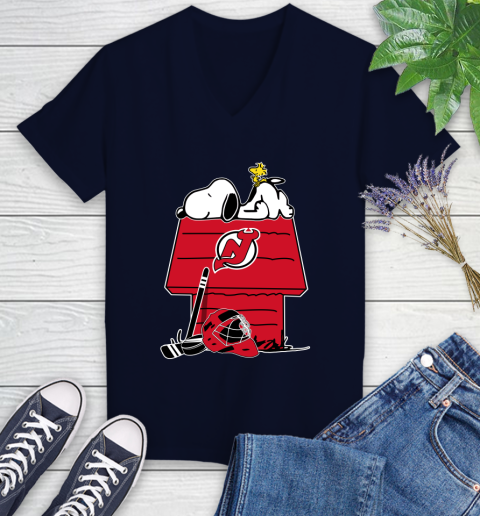 New York Islanders NHL Hockey Snoopy Woodstock The Peanuts Movie (2) Women's V-Neck T-Shirt 3