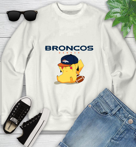 NFL Pikachu Football Sports Denver Broncos Youth Sweatshirt